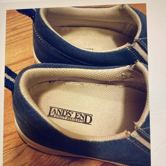 Land end slip on shoes sneakers Womens 9 Blue Suede walking comfort Beach - Picture 5 of 7